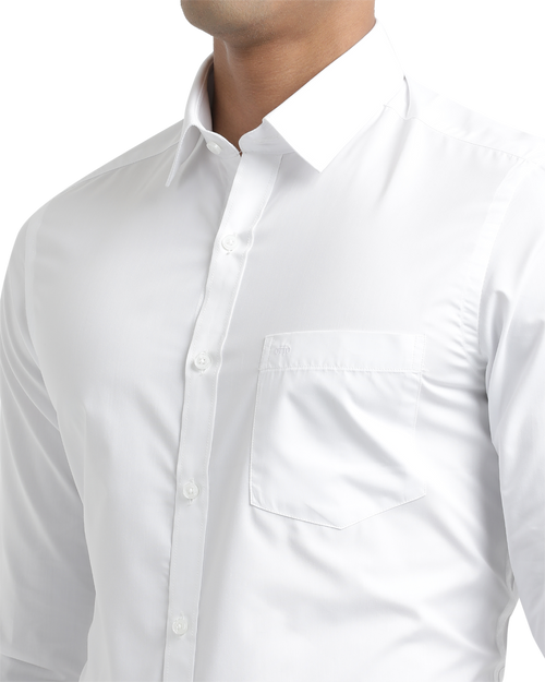 Poplin Solid Wedding White Shirt