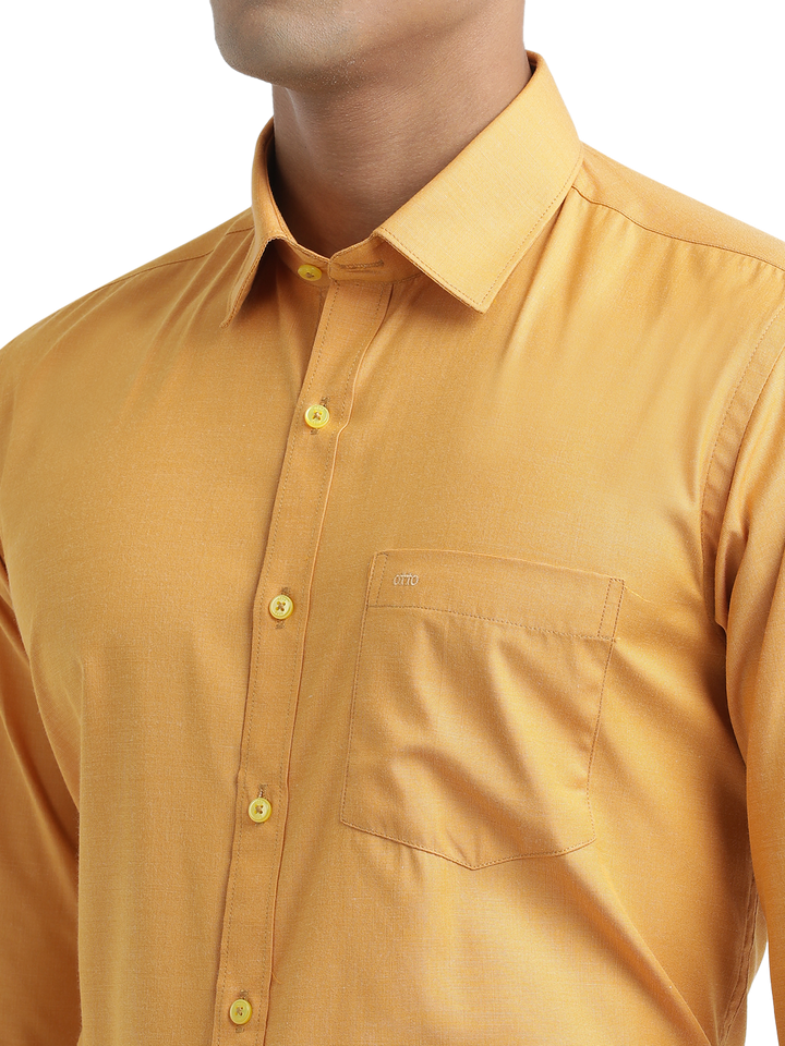 Mustard Fil-a-Fil Solid Shirt