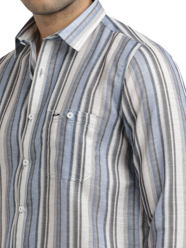 Blue Stripes Semi Casual Shirt