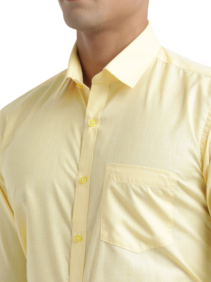 Yellow Poly Cotton Solid Shirt