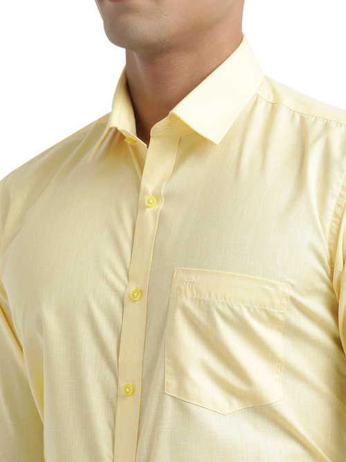 Yellow Poly Cotton Solid Shirt