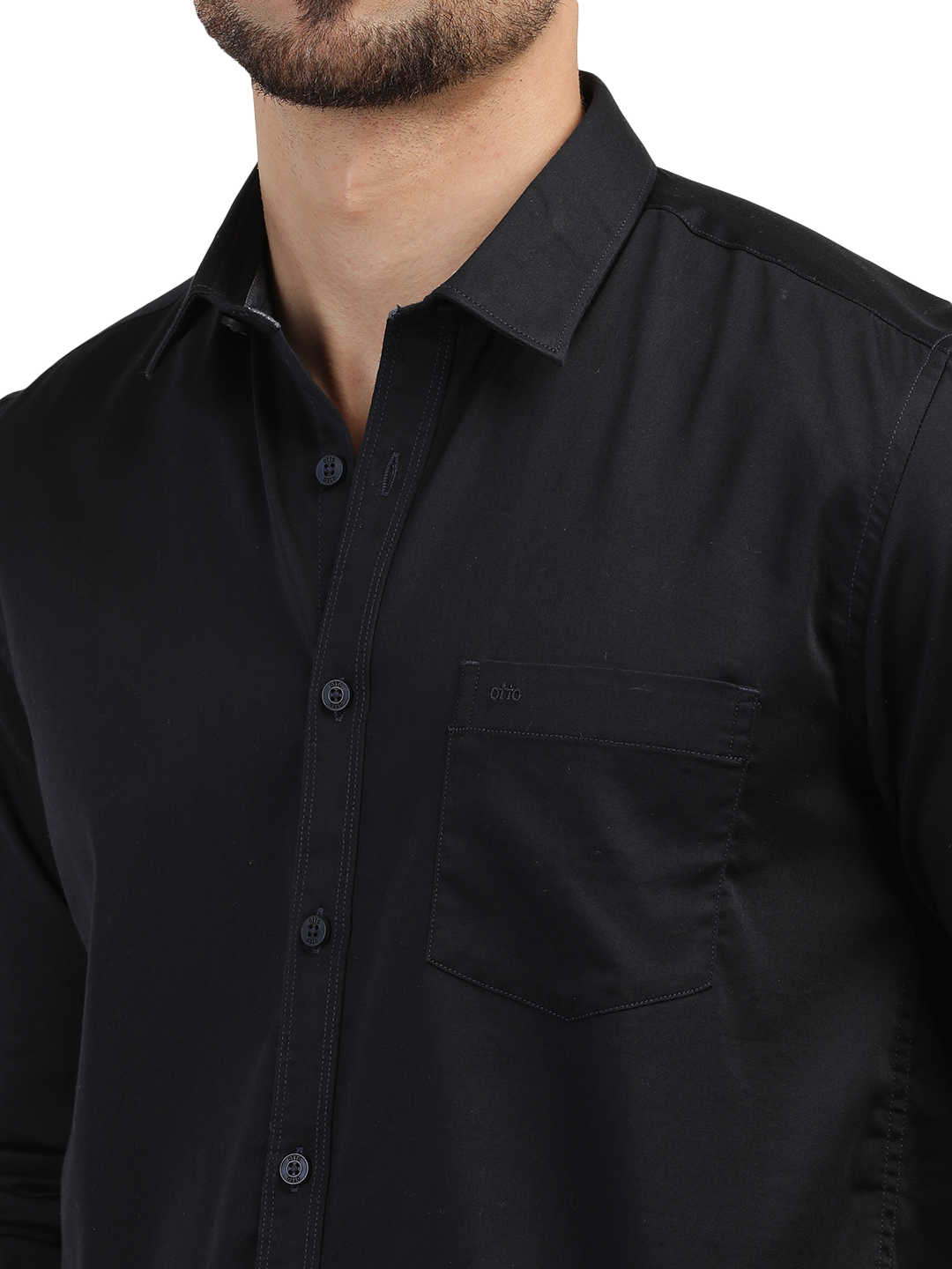 Navy Satin Solid Shirt