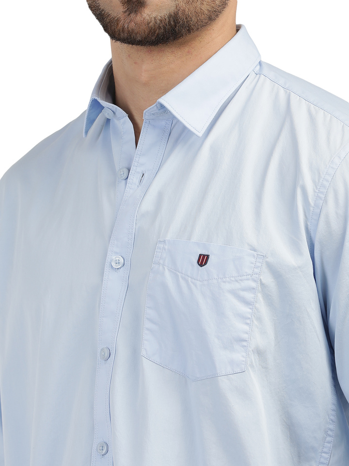 Light Blue Twill Solid Shirt