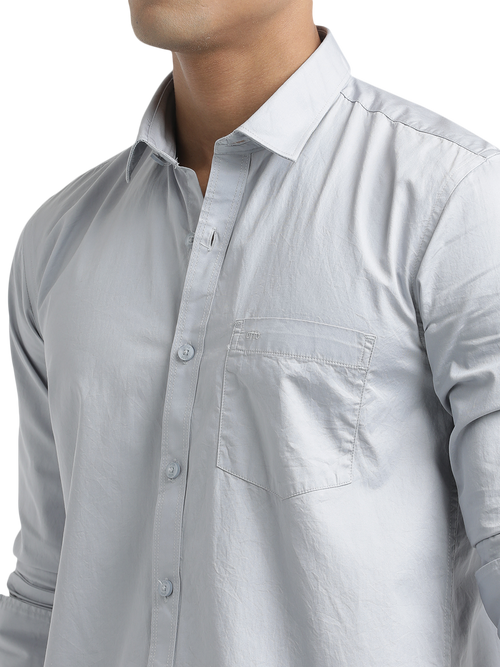 Grey Twill Solid Shirt