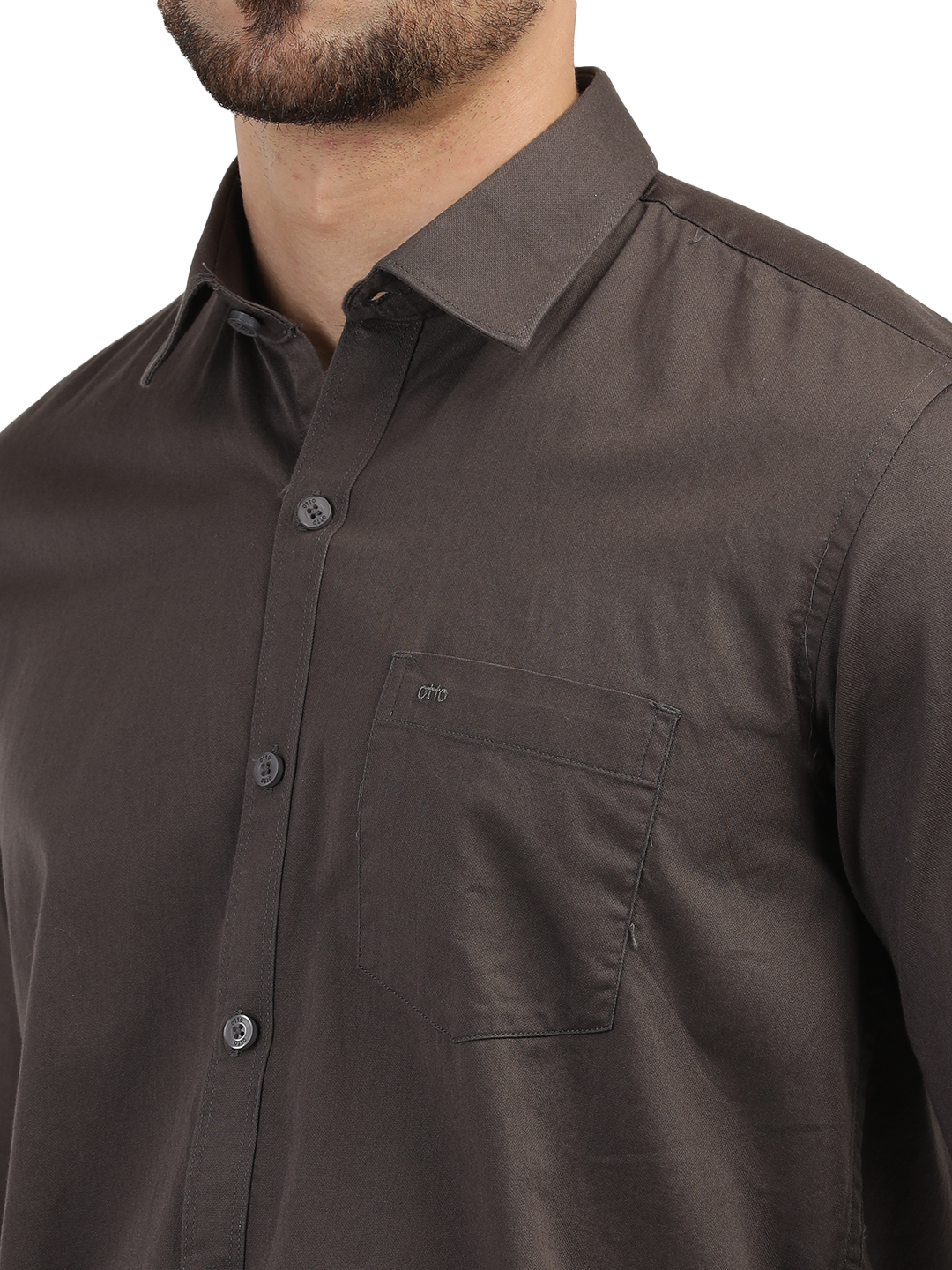 Dark Grey Linen Blend Solid Shirt