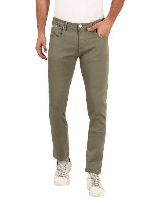 ONI-612-OLOL 12oz Olive warp and weft, Selvedge Denim Relax Tapered