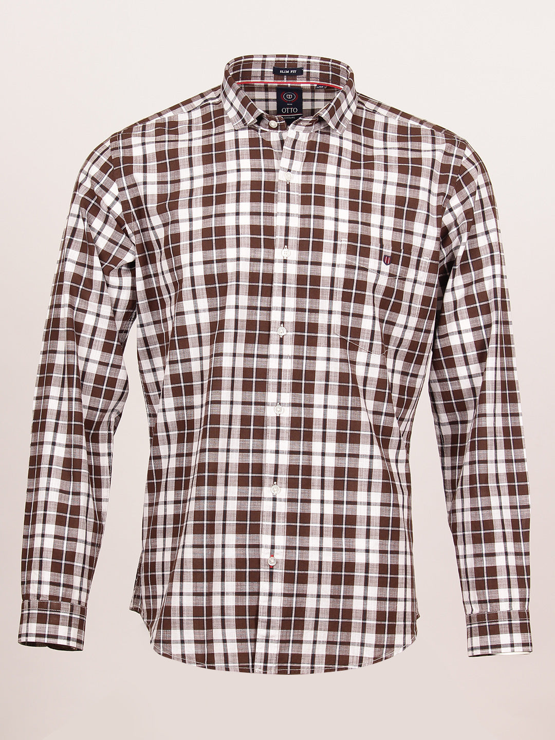 Brown Checkered Smart Casual Shirt