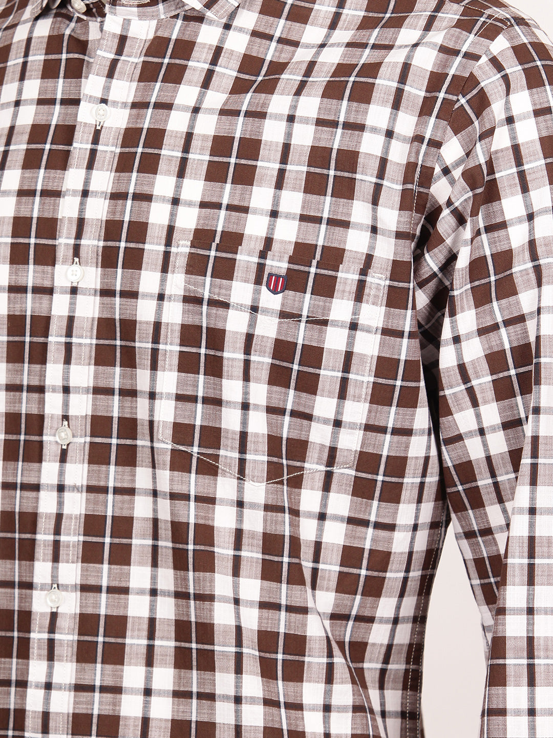 Brown Checkered Smart Casual Shirt