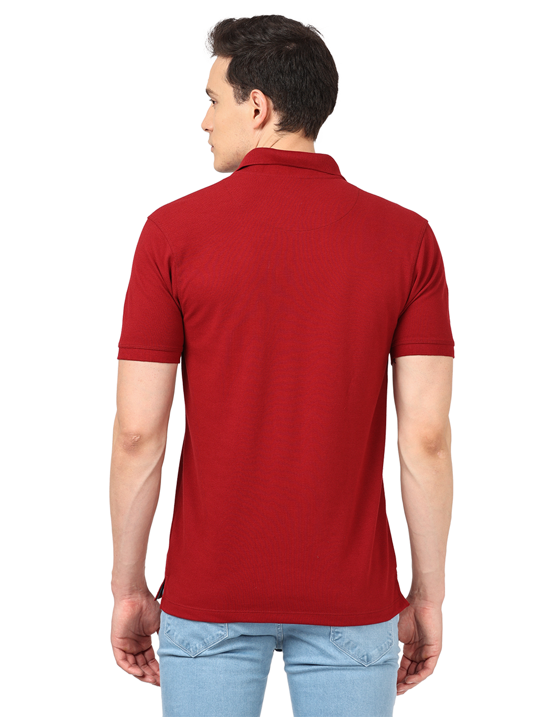 Burgundy Plain Polo Collar T Shirt