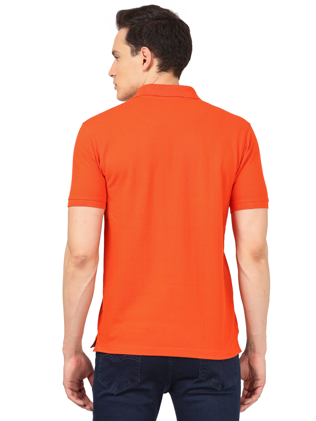 Fire Orange Plain Polo Collar T Shirt