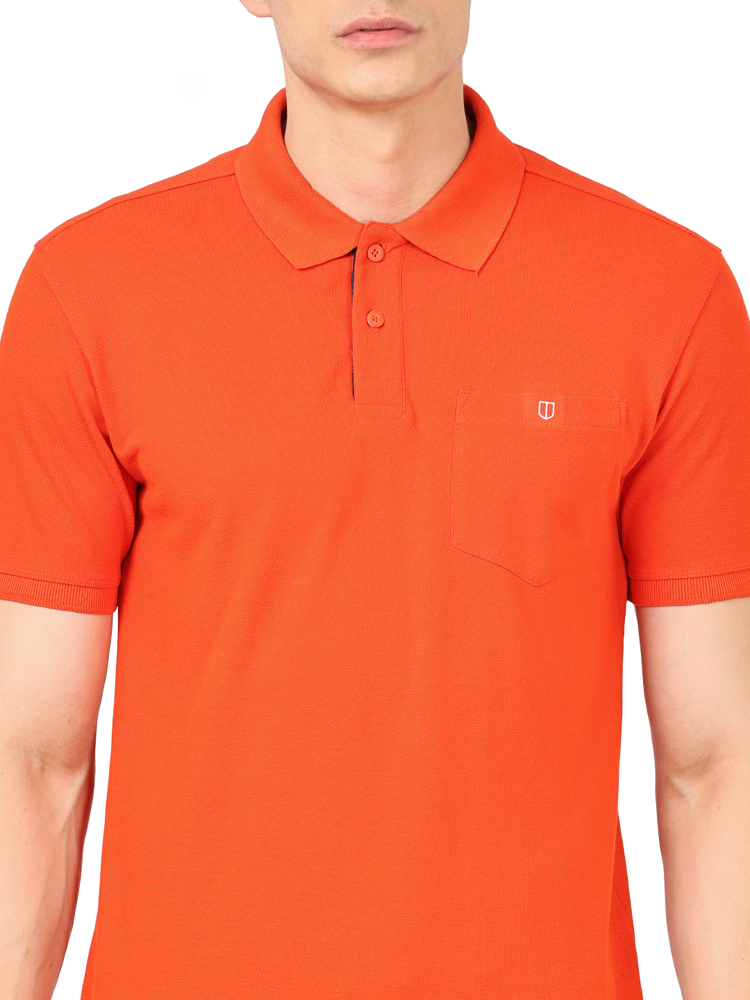 Fire Orange Plain Polo Collar T Shirt