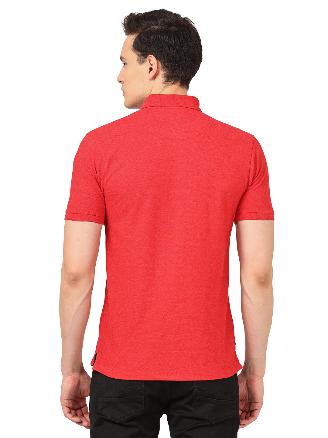 Red Melange Plain Polo Collar T Shirt