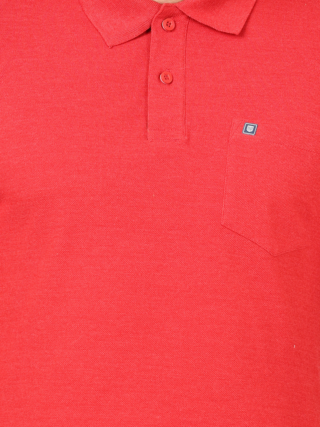 Red Melange Plain Polo Collar T Shirt