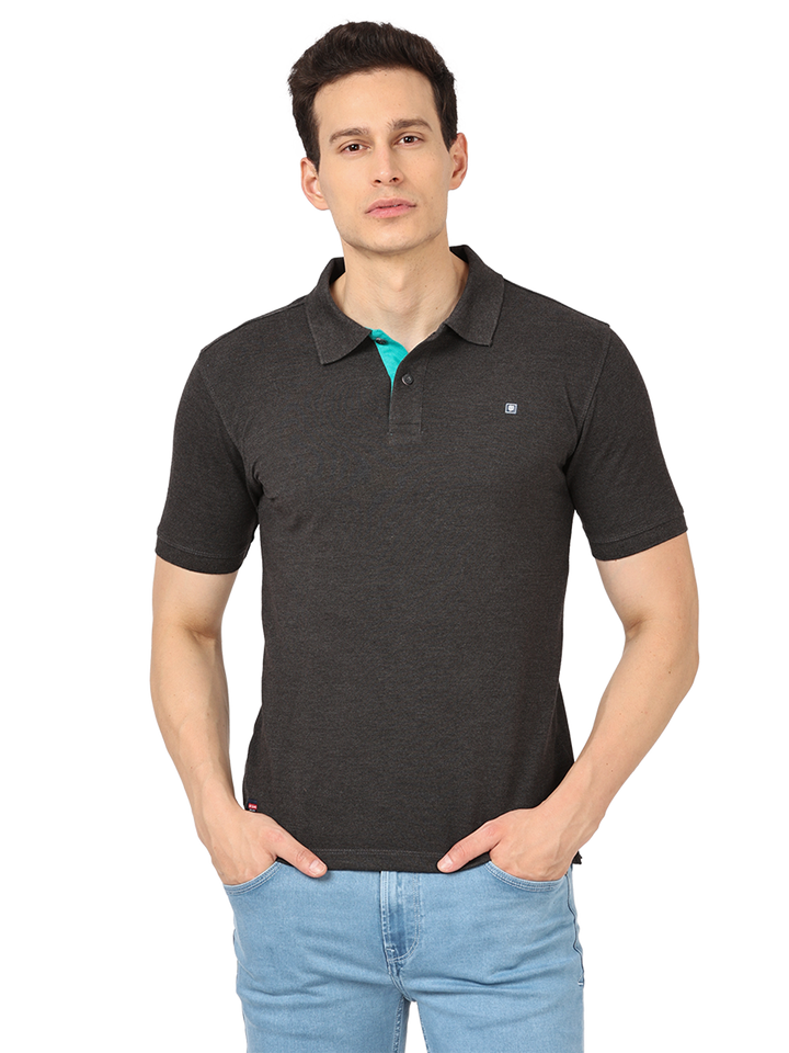 Dk.Anthra Plain Polo Collar T Shirt