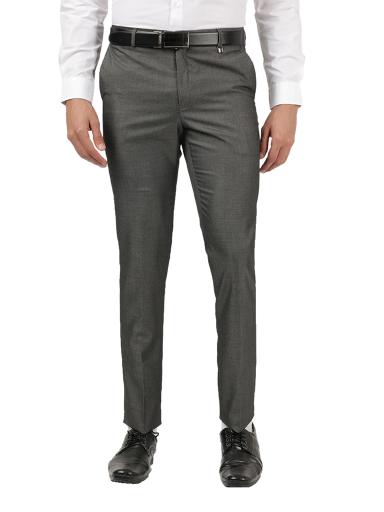 Buy Men Brown Regular Fit Textured Flat Front Formal Trousers Online -  398036 | Louis Philippe