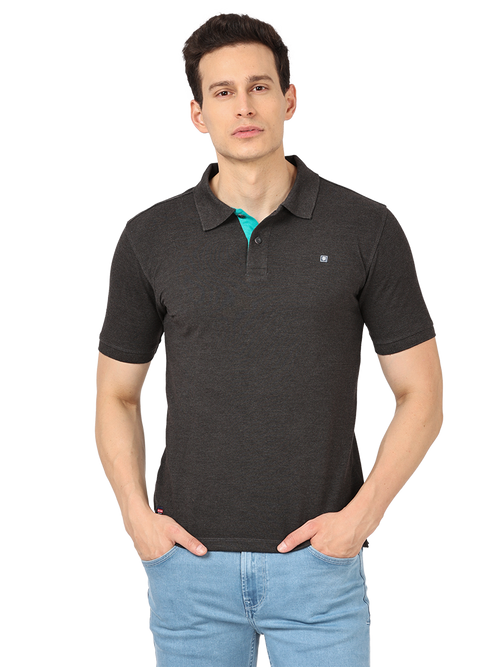 Dk.Anthra Plain Polo Collar T Shirt