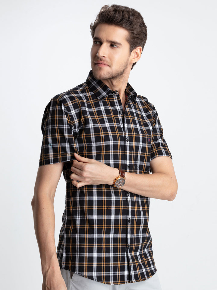 Black Checkered Casual Shirt