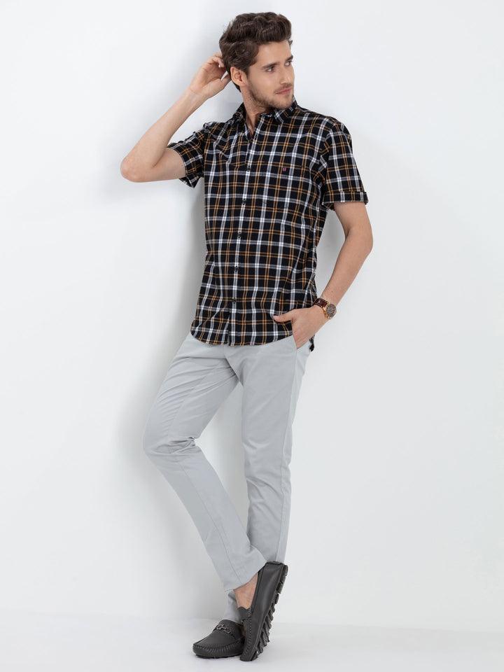 Black Checkered Casual Shirt