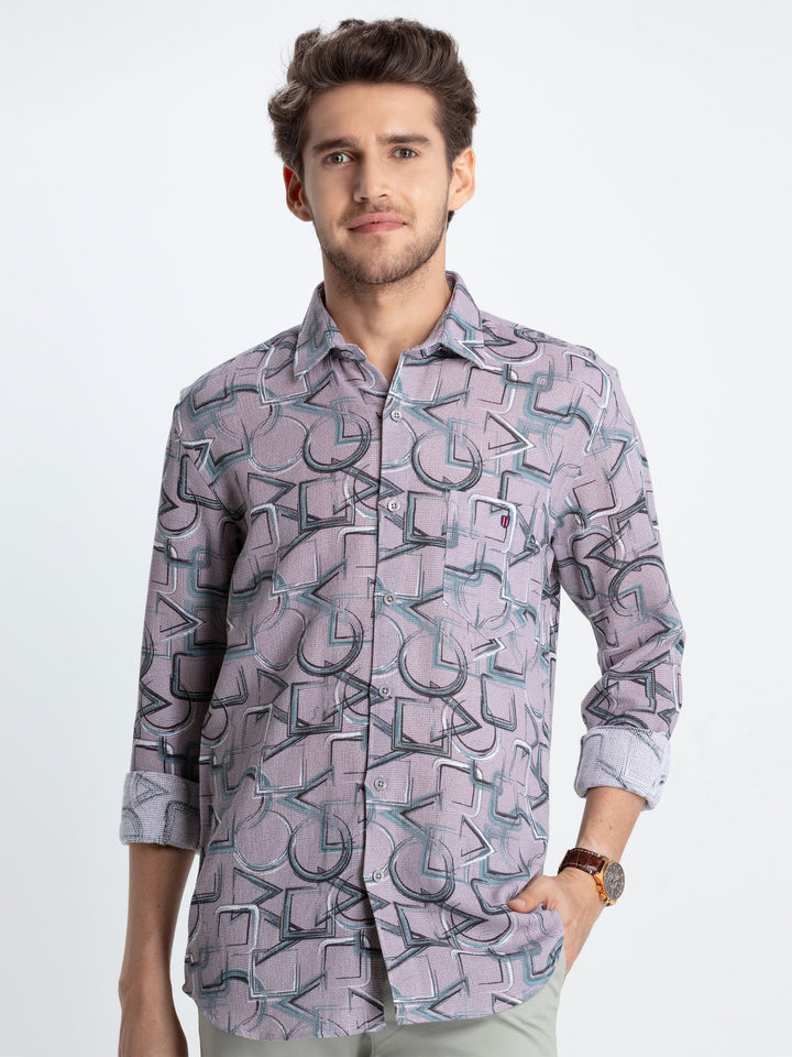 L.Pink Printed Casual Shirt