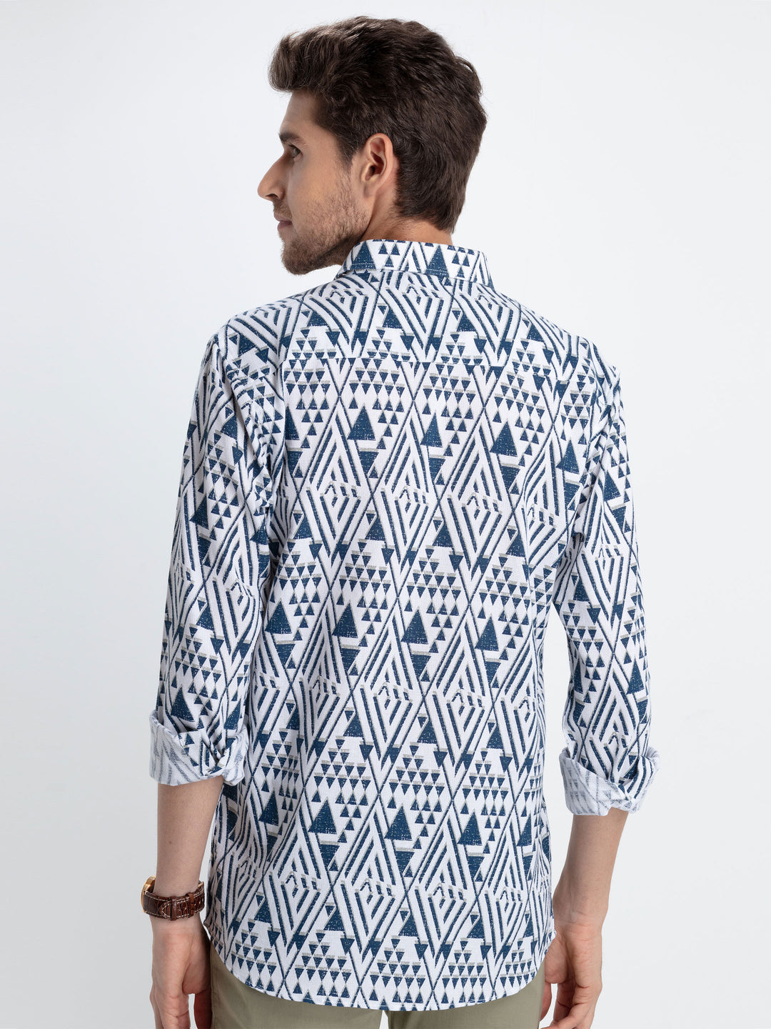 Blue Printed Casual Shirt