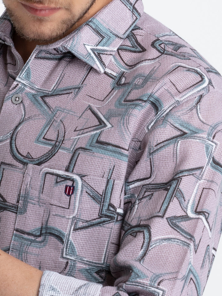 L.Pink Printed Casual Shirt