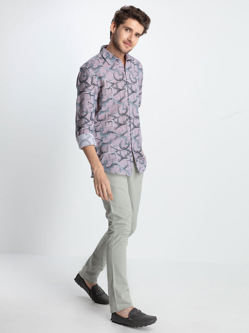 L.Pink Printed Casual Shirt