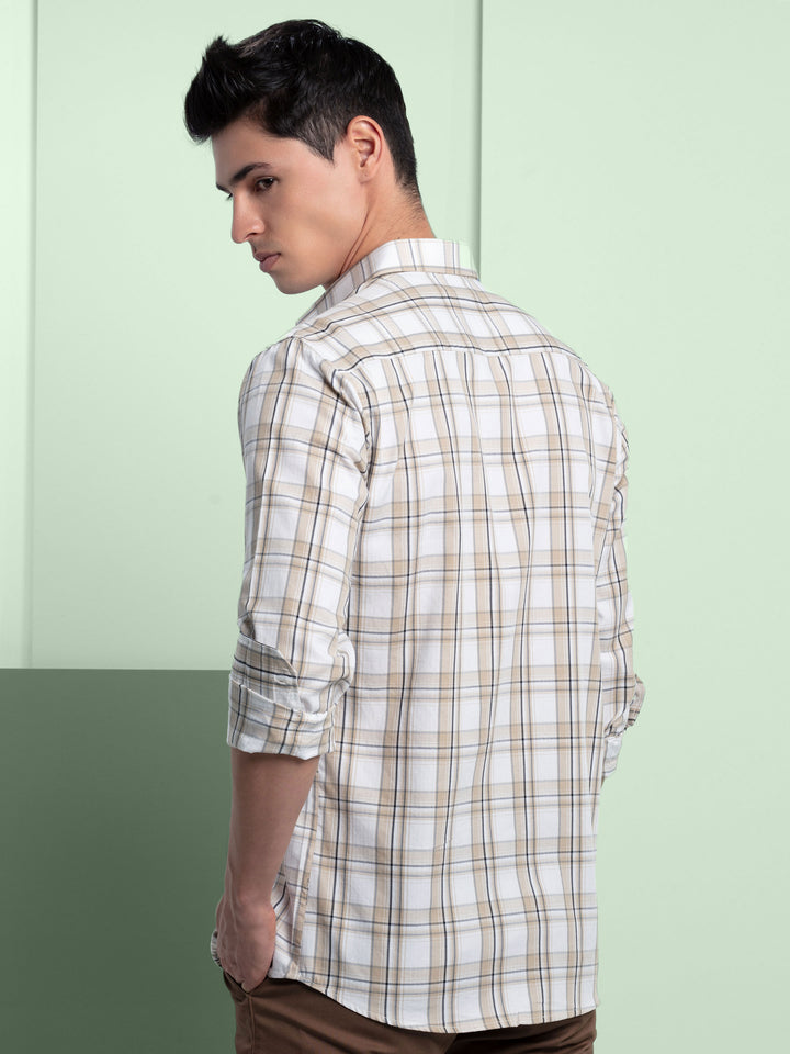 Ecru Checkered Casual Shirt