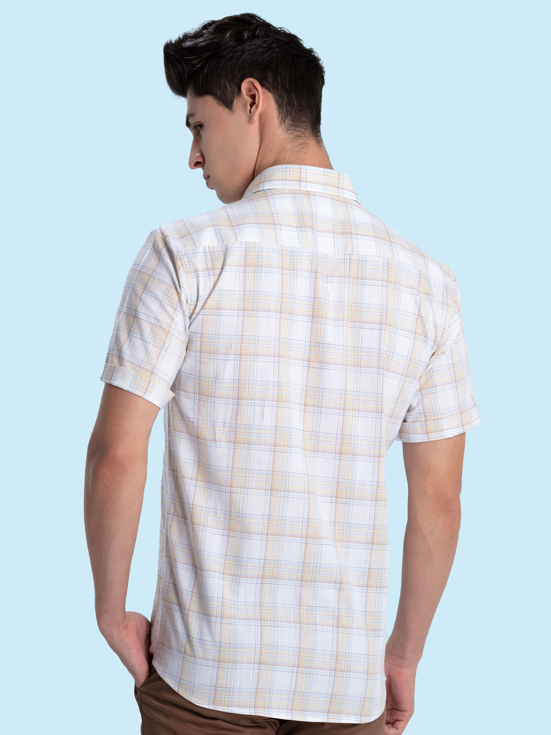 Sand Checkered Casual Shirt