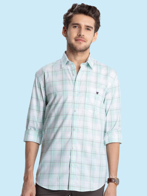 Mint Checkered Casual Shirt