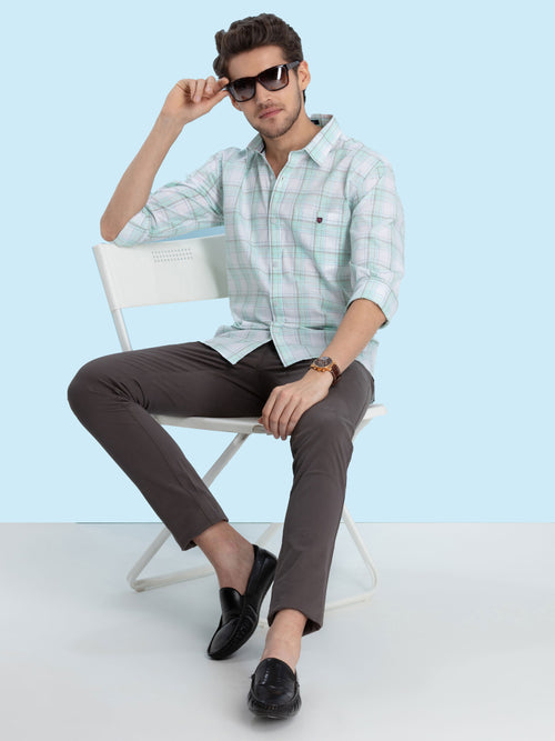 Mint Checkered Casual Shirt