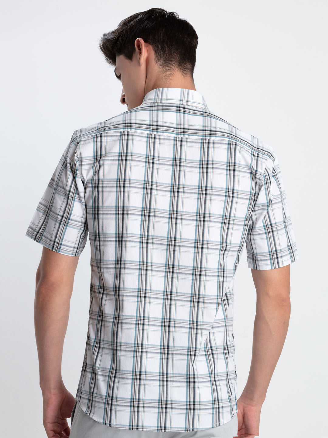 Teal Checkered Casual Shirt