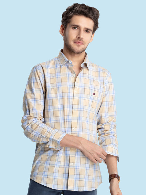 Yellow Checkered Casual Shirt