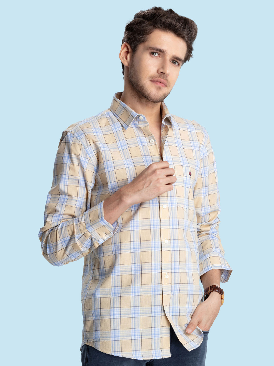 Yellow Checkered Casual Shirt