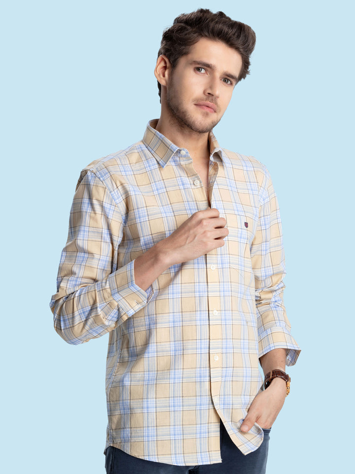 Yellow Checkered Casual Shirt