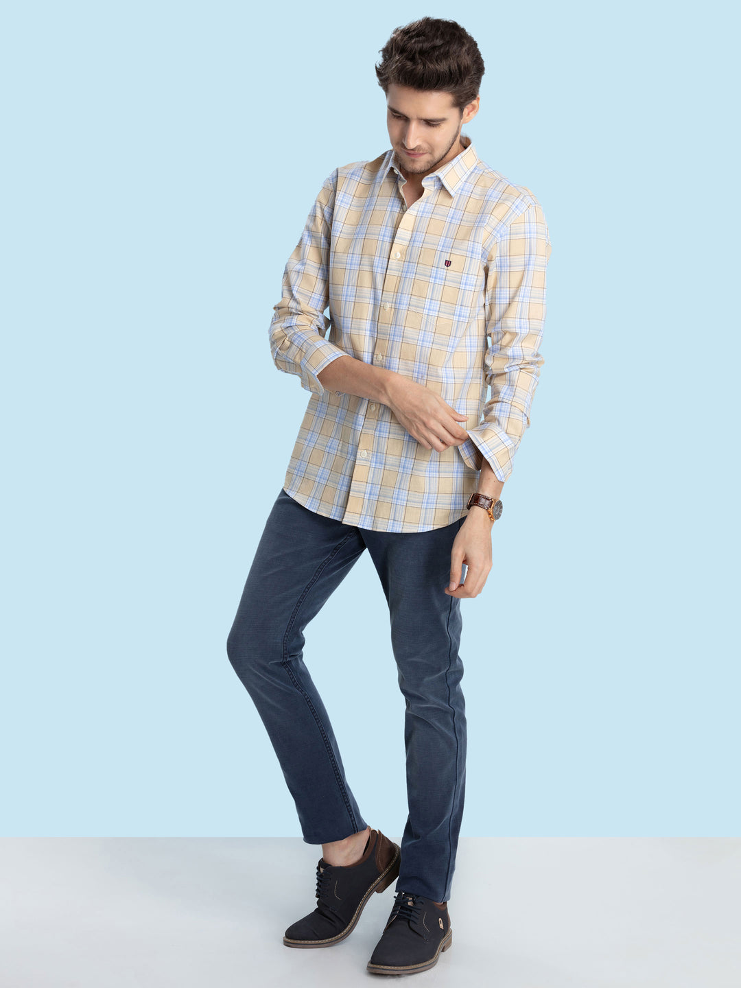 Yellow Checkered Casual Shirt