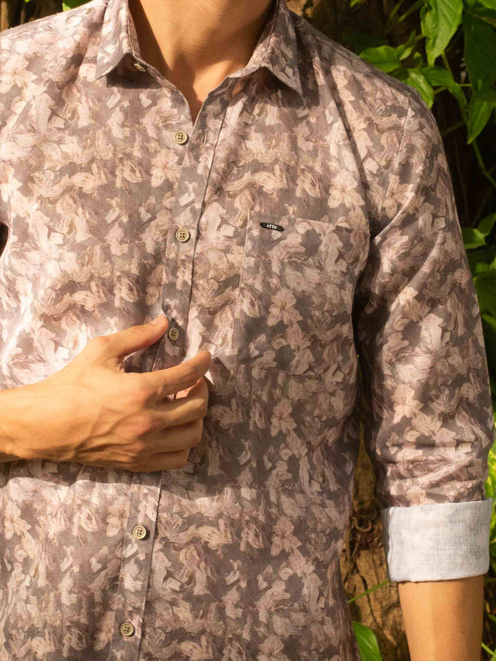 Mocha Printed Semi Casual Shirt