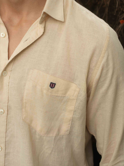 Beige Plain Smart Causal Shirt