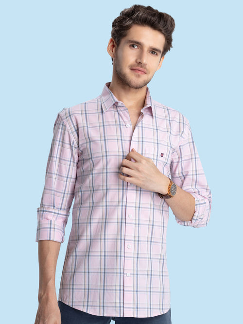 Pink Checkered Casual Shirt