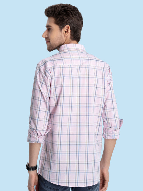 Pink Checkered Casual Shirt