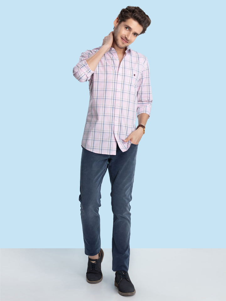 Pink Checkered Casual Shirt