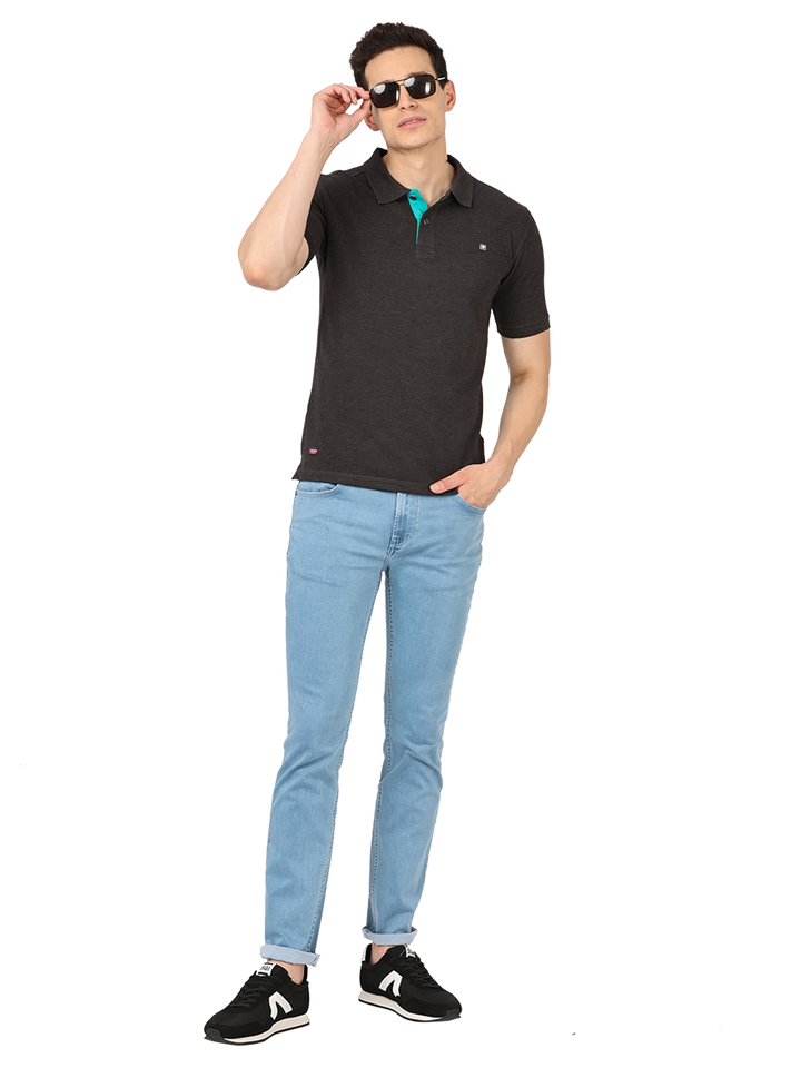 Dk.Anthra Plain Polo Collar T Shirt