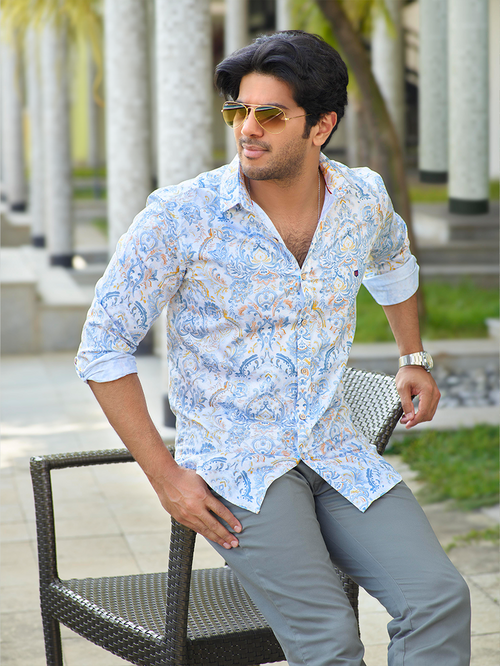 Steel Grey Printed Casual Shirt