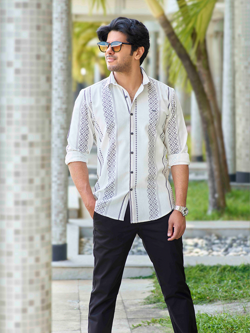 Ivory Printed Casual Shirt