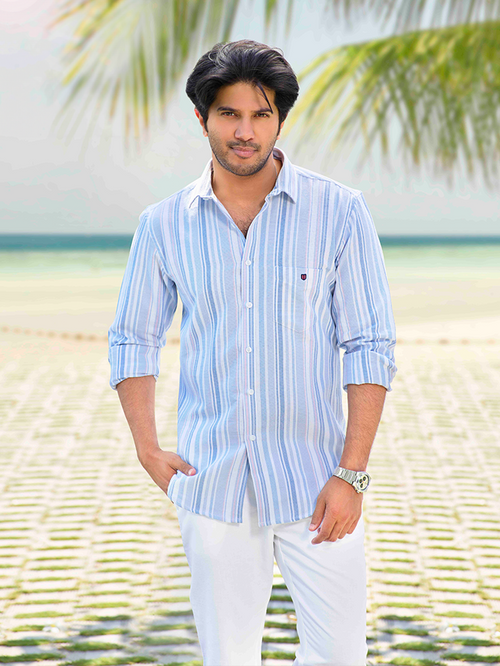 Sky Blue Stripes Casual Shirt