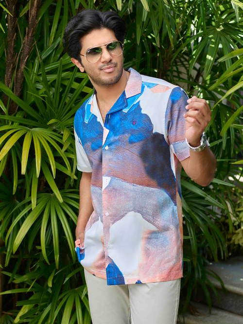 Multicolor Printed Cuban Collar Casual Shirt