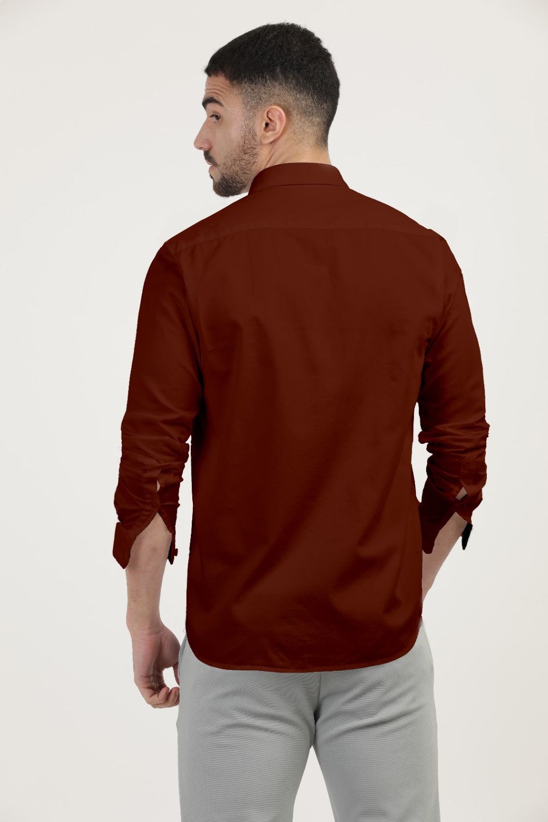 Maroon Linen Blend Solid Shirt