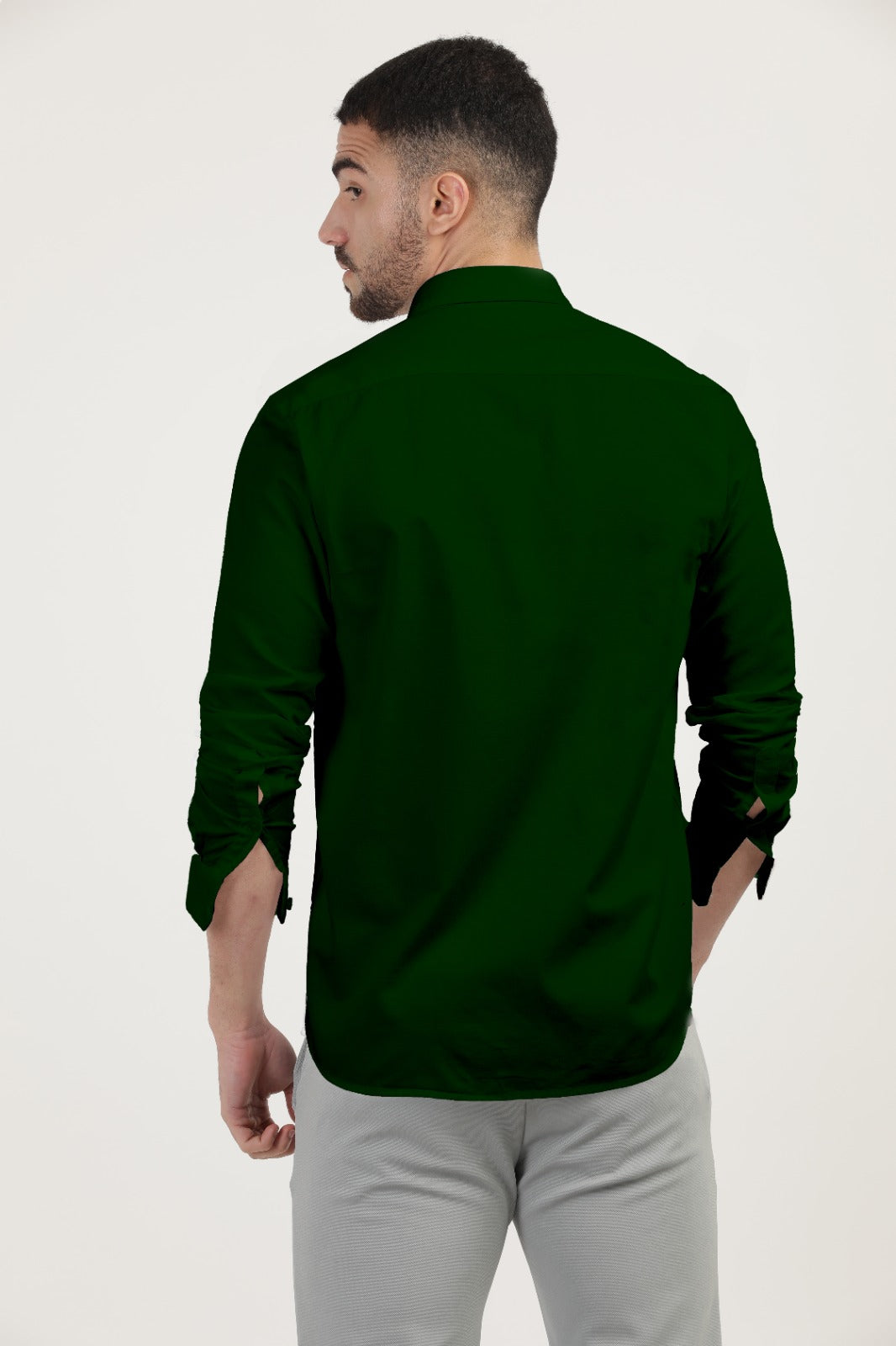 Emerald Green Linen Blend Solid Shirt