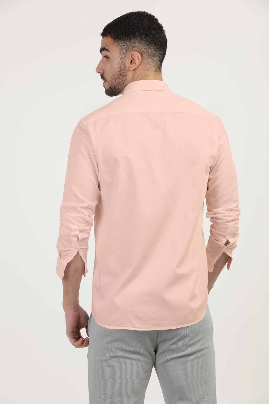 Light Peach Linen Blend Solid Shirt