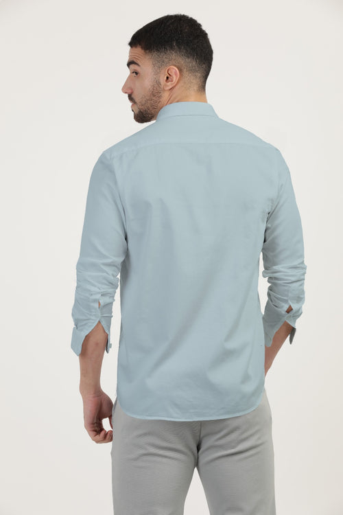 Light Blue Linen Blend Solid Shirt