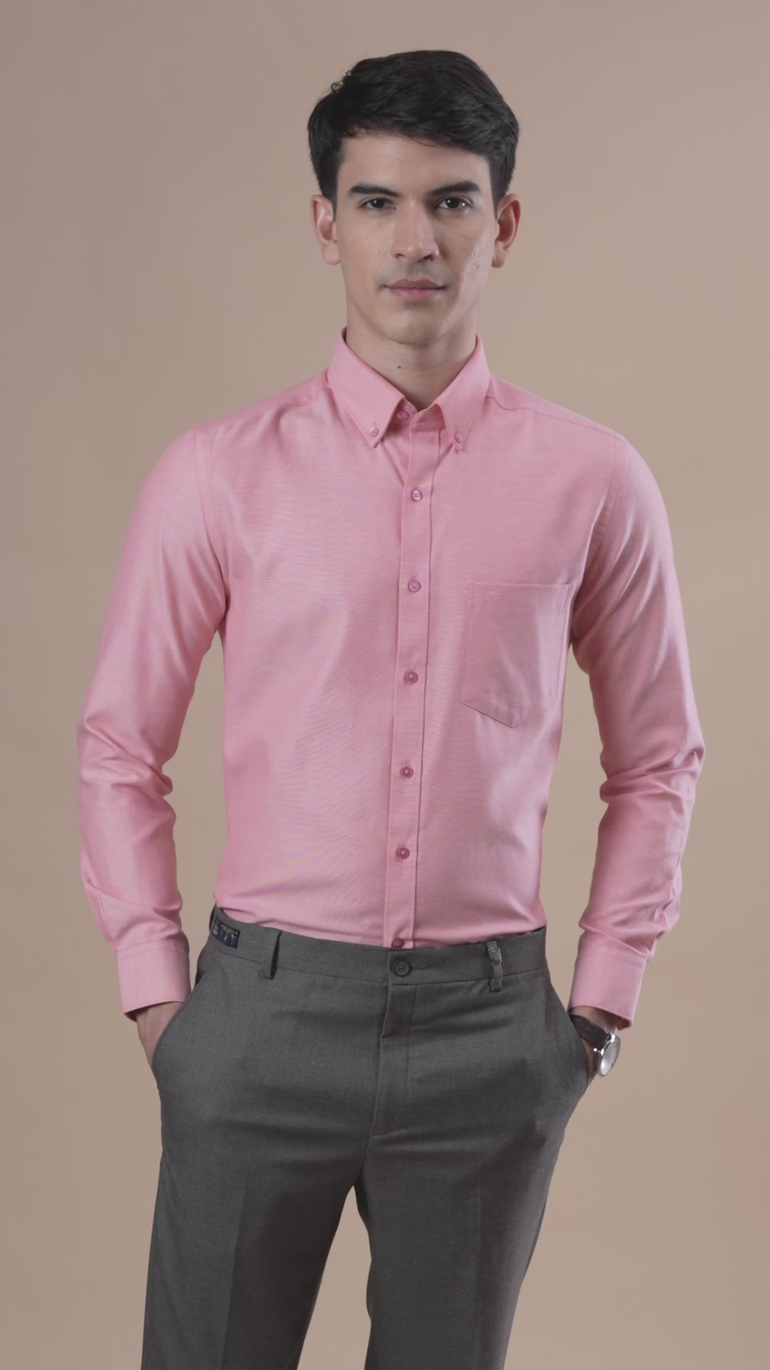 Coral Pink Oxford Solid Shirt